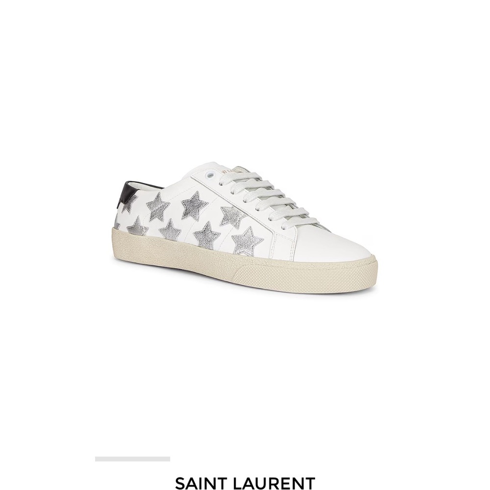 Saint Laurent White and Silver Star Sneakers
